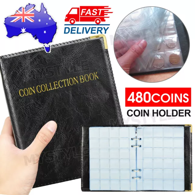 480 Coin Holder Collection Storage Collecting Money Penny Pockets Album Book AU