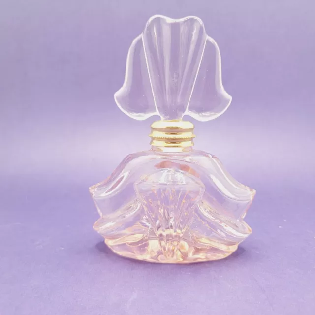 Beautiful Vtg Pale Pink Glass Perfume Bottle with Matching Stopper 6.25" Tall