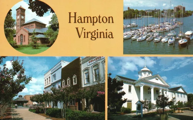 Postcard Institute Campus Church Boat Harbor Queensway Mall Hampton Virginia VA