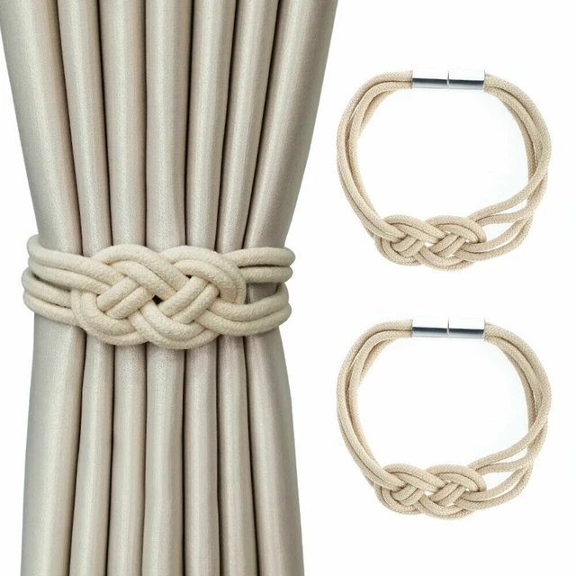 1Pair Curtain Tie Backs Magnetic Rope Buckle Holder Tieback Clips Home Window 9
