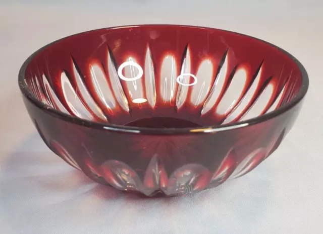 Cristal d'Arques France 5" Bowl Ruby Cut to Clear Garanti Genuine Lead Crystal