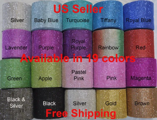 4.75"x 1 YD/3 YDS DIAMOND MESH WRAP ROLL CRYSTAL RHINESTONE SPARKLE BLING RIBBON