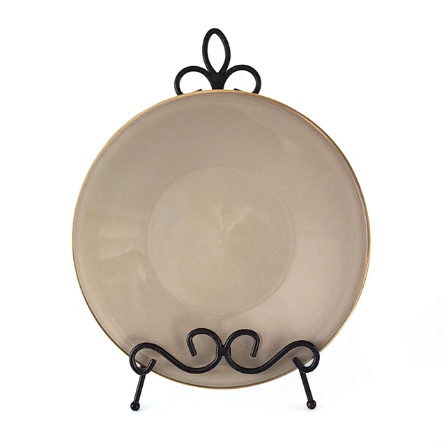 CALVIN KLEIN GILT Swid Powell Dinner Plate Taupe Tan Gold Trim