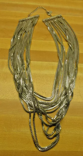 Signed CLAIRES 21" silver tone metal chunky multi chain Necklace costume jewelry