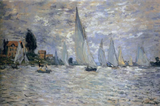 The Boats Regatta at Argenteuil by Claude Monet Oil Painting Canvas Print Canvas