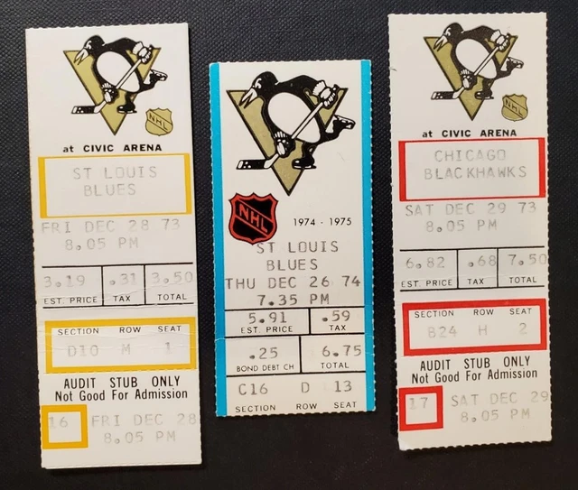0357----1973/74 Pittsburgh Penguins lot of 3 tickets stubs - St. Louis - Chicago