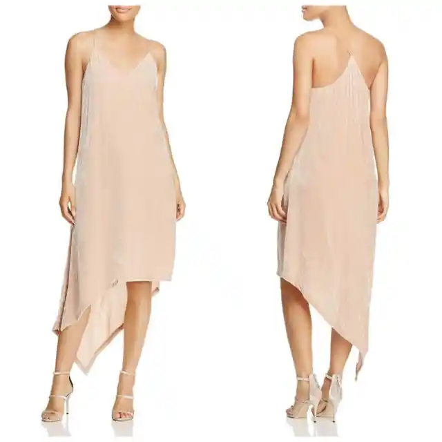 BCBGMaxAzria Pink NWT Velvet Silk Blend Asymmetrical Maxi Elana V-neck Dress