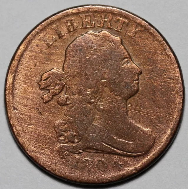 1804 Draped Bust Half Cent - Plain 4/Stemless - US 1/2c Copper Penny Coin - L43