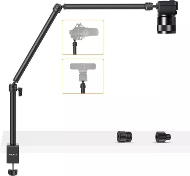 LS08 Overhead Camera Desk Mount Stand, Flexible Webcam Stand Microphone Boom Arm