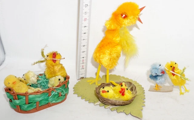 Küken Osterschmuck Osterdekoration Pappe Pappmachè Erzgebirge ALT