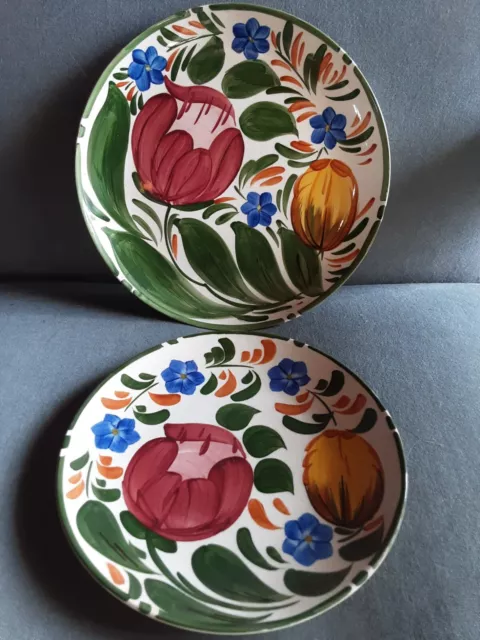 2x Wade Royal Victoria Ware Plates 8" & 9.5"  Hand Painted Capri Pattern