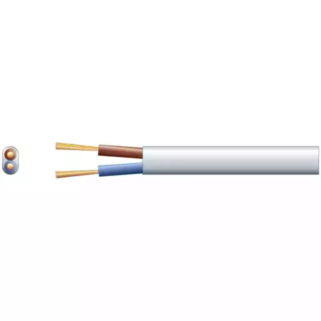 Mercury 2192Y 2-Core Oval PVC Power Cable, White, 3amp, 300/300V (100m)