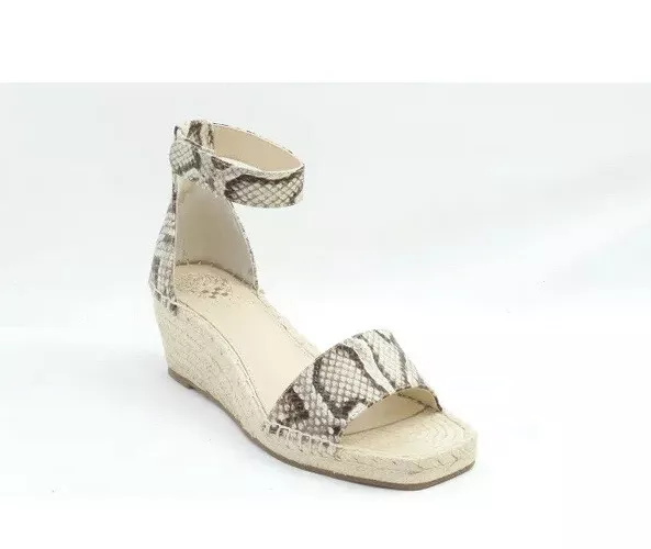 Vince Camuto-Jesla Leather Snake-Print Espadrille Wedge Sandal Size 8.5 EUC