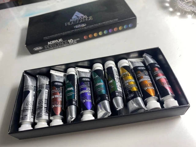 Used Holbain Acrylic Color Iridescence AC891 5ml 10 Color Set from Japan