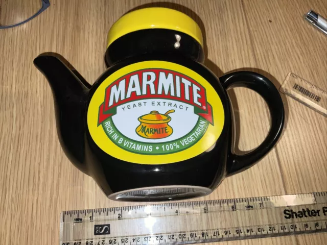 Marmite Collectable Ceramic Teapot Black With Yellow Lid