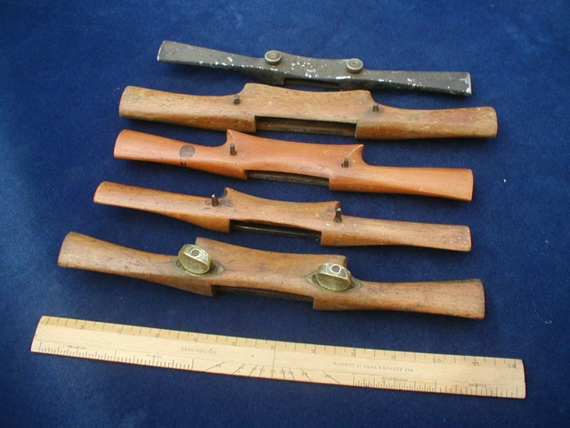 5 Off Vintage Spoke Shaves Wood & Brass & Metal