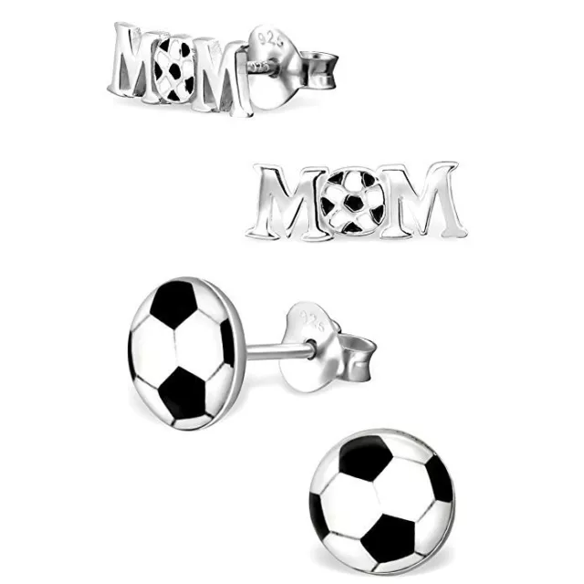 Set of 2 Pairs 925 Sterling Silver Kids Girls Lot Stud Earrings (Nickel Free)