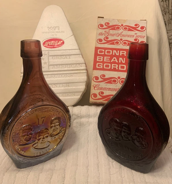 Vintage Wheaton Apollo 17 Carnival Glass and Conrad Bean Gordon Decanters