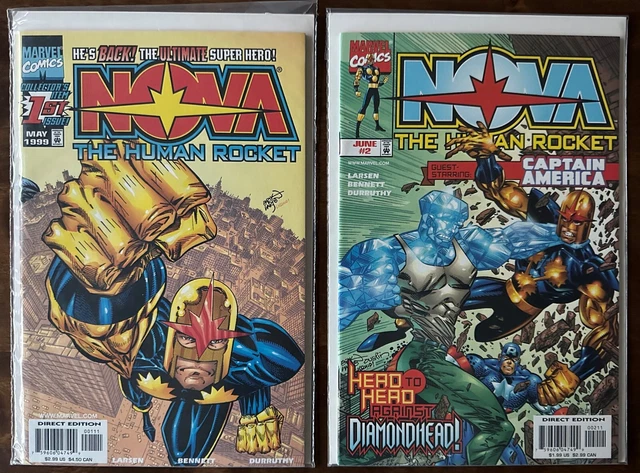Marvel Comics Nova: The Human Rocket #1 and 2 (Volume 3, 1999) Lot of 2