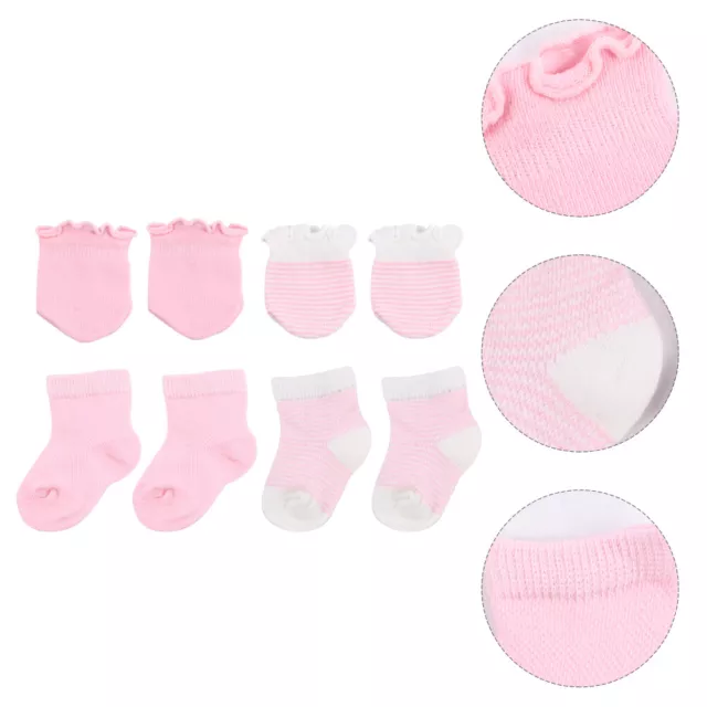 4 Pairs Socks Glove Set Mittens for Newborn Baby Girls 12-18 Months Ankle