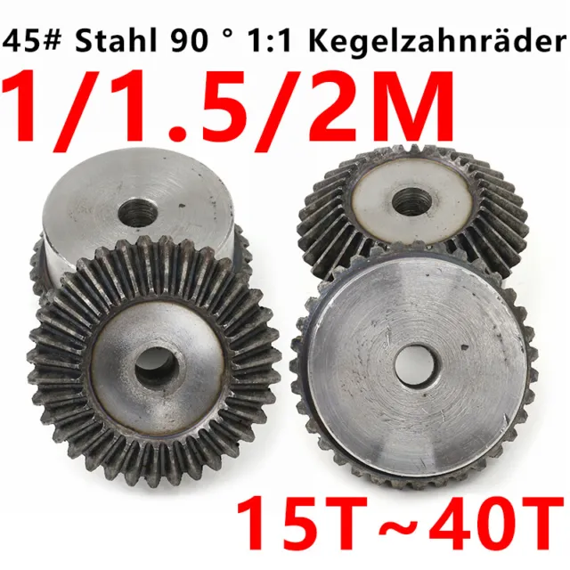 1~2 Moduluskegelräder 45# Stahl 90° 1:1 Paarung Metall-Schirmrad 15/16~40 Zähne
