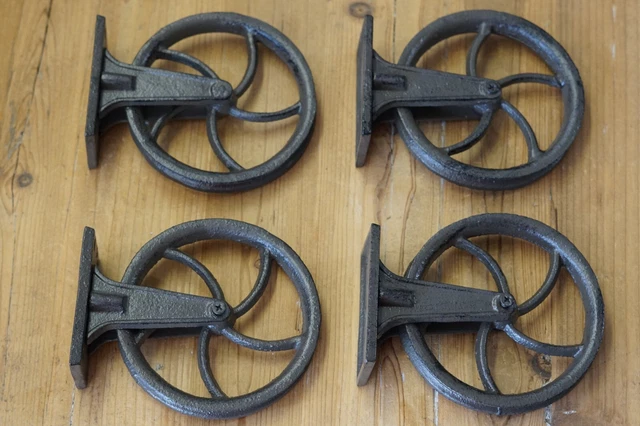4 Rustic Cast Iron Pulleys Wall Mounted Ceiling Light Wheel Farmhouse Industrial