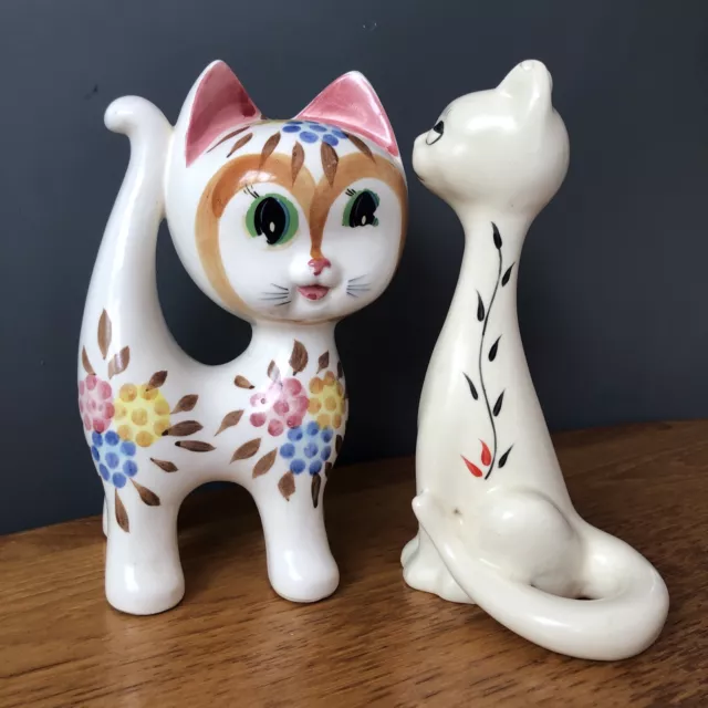 2 Vintage Ceramic Kitsch Cats