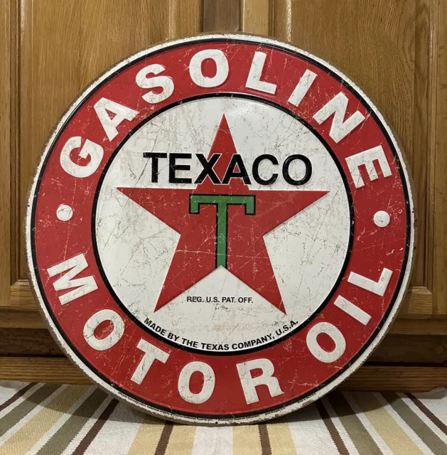 Texaco Gasoline Motor Oil Metal Gas Oil Pump Fire Chief Vintage Style Wall Decor