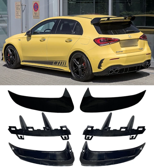 REAR BUMPER AERO Kit Fins Amg Style Gloss Black For Mercedes A Class ...