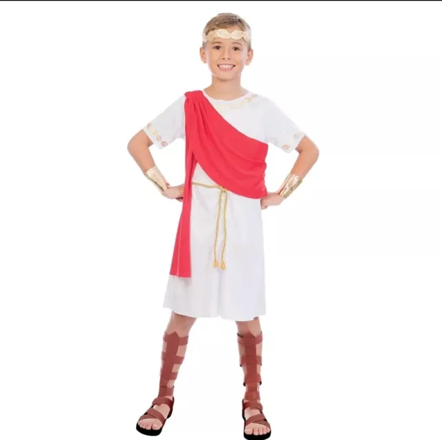 Abito costume antico greco toga ragazzo sovrano oro fantasia giorno 10-12 y