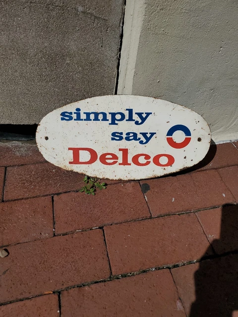 c.1950s Original Vintage GM AC Delco Sign Metal Gas Oil Radio Batteries Service c.1950s Original Vintage GM AC Delco Sign Metal Gas Oil Radio Batteries Service