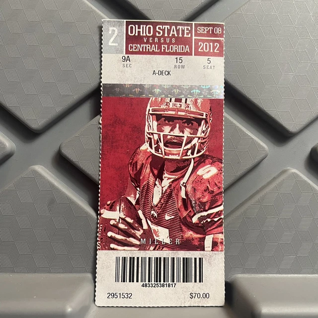 Ohio State Buckeyes Vs Central FL NCAA Football Ticket Stub Braxton Miller 2012