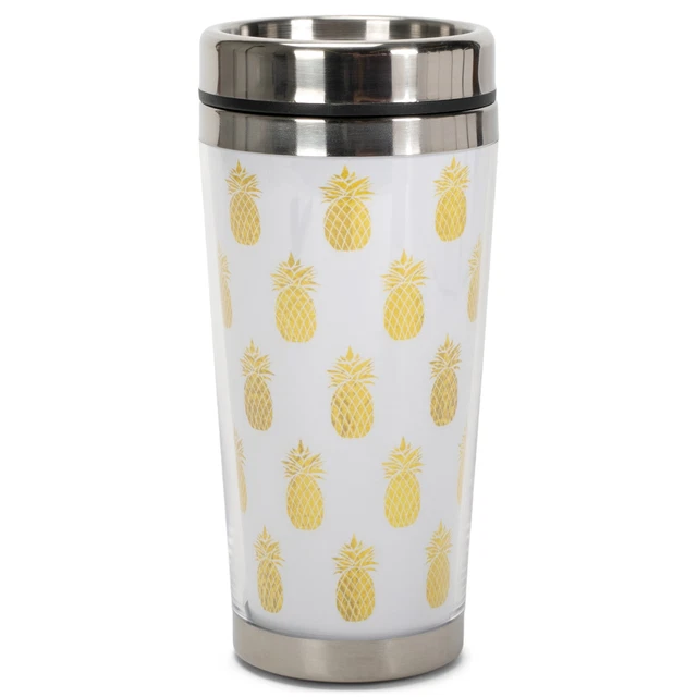 Gold Pineapples 16 Ounce Stainless Steel Travel Tumbler Mug