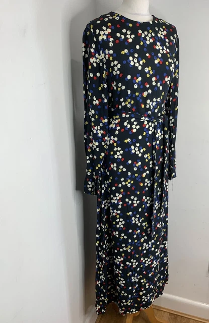 Robe Chemise Midi Zara – Imprimé Pois Noir – Taille M – Manches Ballon – Ceinturée – Neuf Avec étiquettes