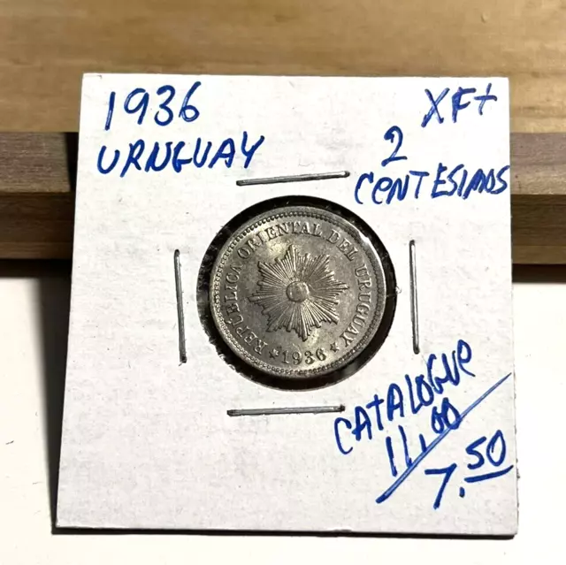 1936 Uruguay 2 Centesimos XF (INV F)