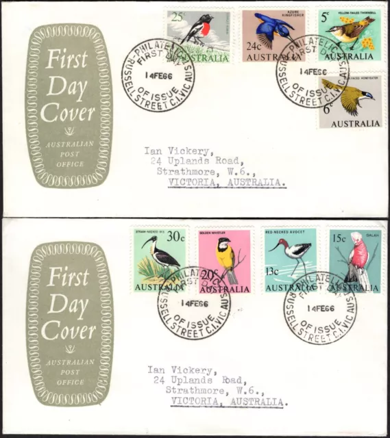 1966 Australia Decimal Currency Bird Definitive's Set Of 8 APO Shield FDCs, GC