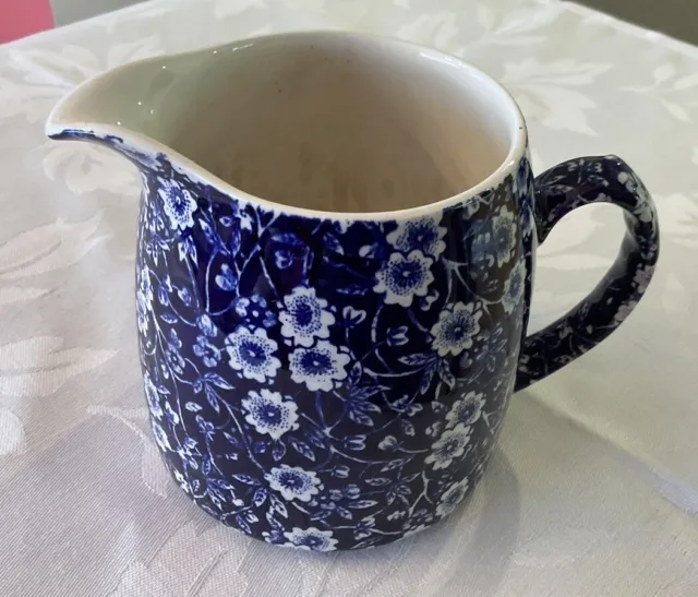 Beautiful Burleigh Ware “Calico” Blue & White Milk Jug.Made In England 💙