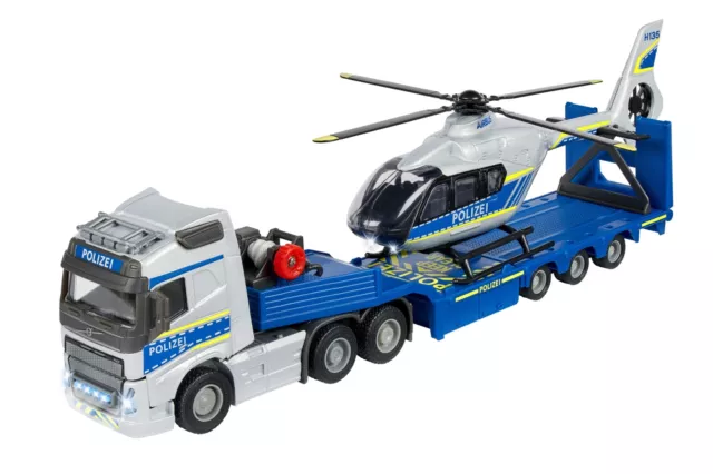 Majorette Volvo Polizei-Transporter FH-16 LKW Auflieger Airbus 35 cm Blau NEU