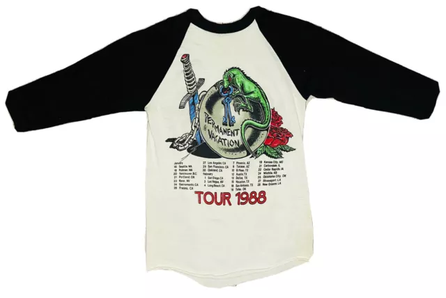 *VINTAGE* Aerosmith 1988 Permanent Vacation Tour Raglan Women's Shirt; Size S