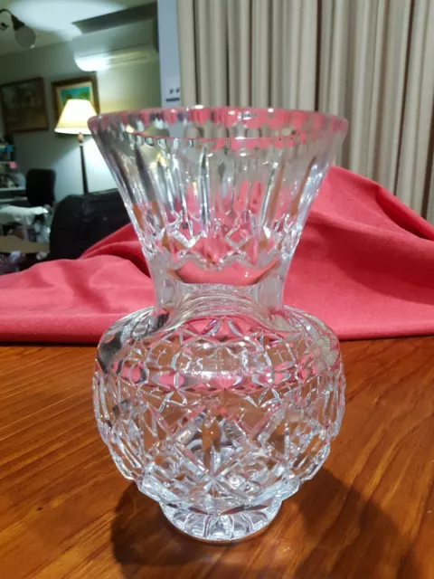 Beautiful Heavy Vintage Crystal Vase Diamond Cut 1.5kg