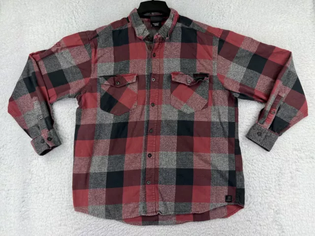 Harley Davidson Shirt Men Extra Large Red Gray Plaid 100% Cotton H-DMC Button Up