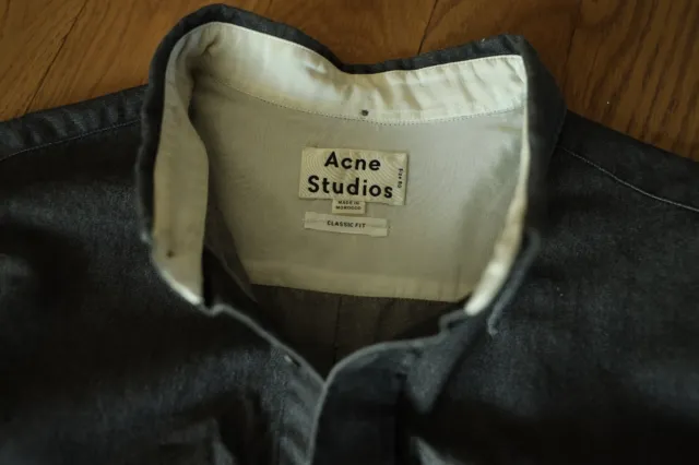Acne Isherwood Den Black Button-Down Shirt Sz. 50 Classic Fit