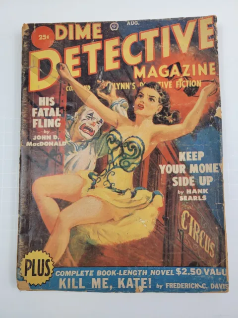 Dime Detective Pulp Magazine August 1950 Circus Clown Cover