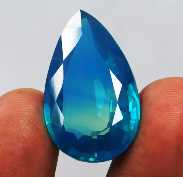 Certified 49.30 Ct Natural Ceylon Blue-Green Parti Sapphire Pear Cut Gemstone