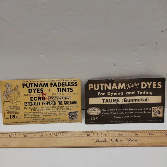 Lote de 2 paquetes de tintes vintage Putnam infadebless ~ Toupe & Ecru
