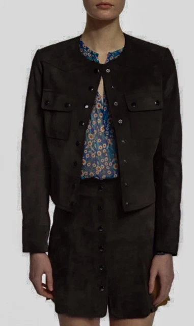 Blouson Cuir Isabel Marant Étoile Bleu Lavande - Taille 40, Style Moto, Doublure Coton