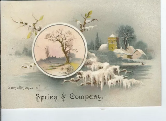 AG-036 Compliments of Spring & Company Winter Victorian Advertising Trade Card