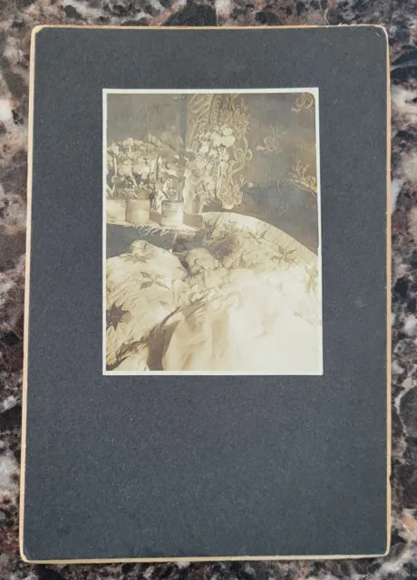 Antique Post Mortem Deceased Baby Photo Cabinet Card Year 1909 Oddleys Strange