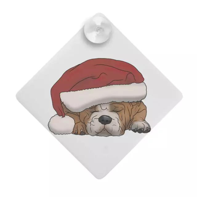 'Santa Sleepy Bulldog' Saugnapf Auto Fensterschild (CG00023494)