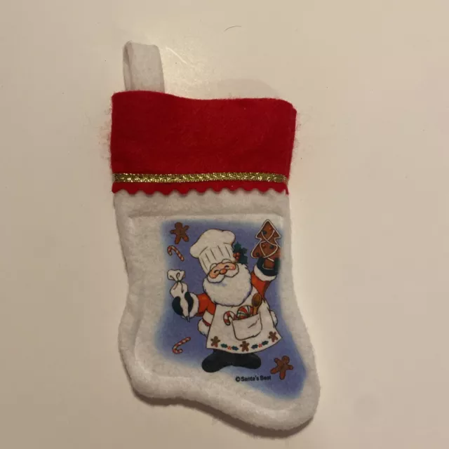 Vintage Santa's Best Small Felt Christmas Stocking - Baking Santa Claus